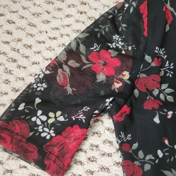 Almost Famous Floral Mesh Bodysuit - Picture 6 of 7